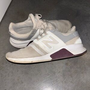 New Balance Cream and Gray Athletic Shoes